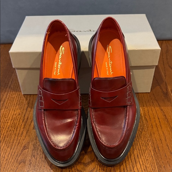 Santoni Shoes - Santoni Woman’s Red Penny Loafers